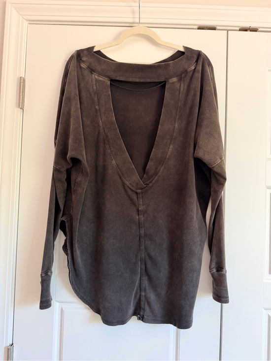 Free People Tops - Free People Washed Deep V-Back Pullover - Charcoal